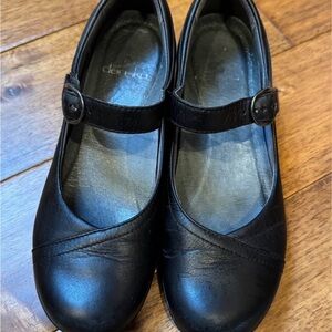 Dansko Black Leather Mary Jane Flats